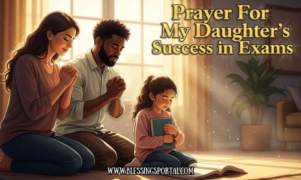 Prayer For My Daughter Success in Exams image with bold title text