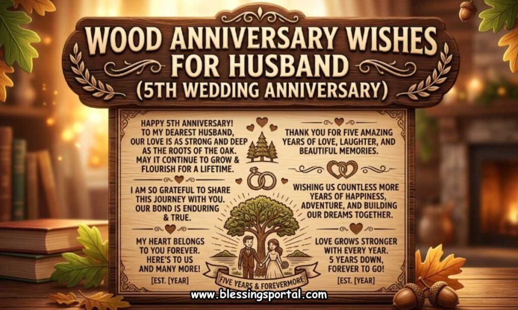 Wood Anniversary Wishes for Husband (5th Wedding Anniversary)