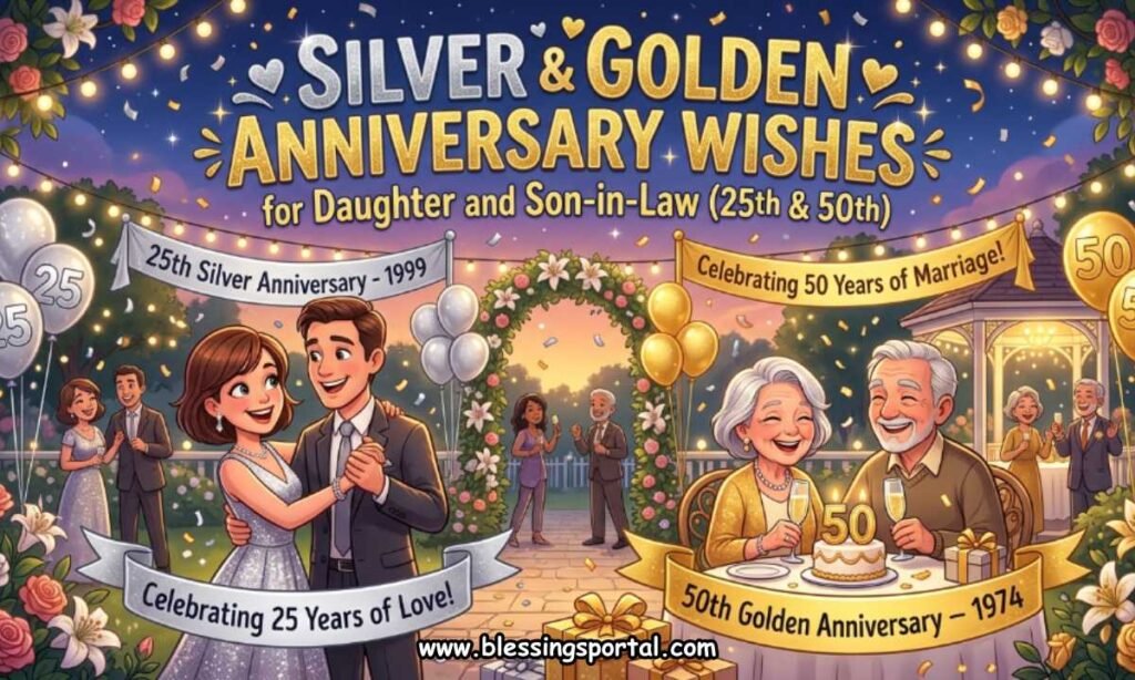 Silver & Golden Anniversary Wishes for Daughter and Son-in-Law (25th & 50th)